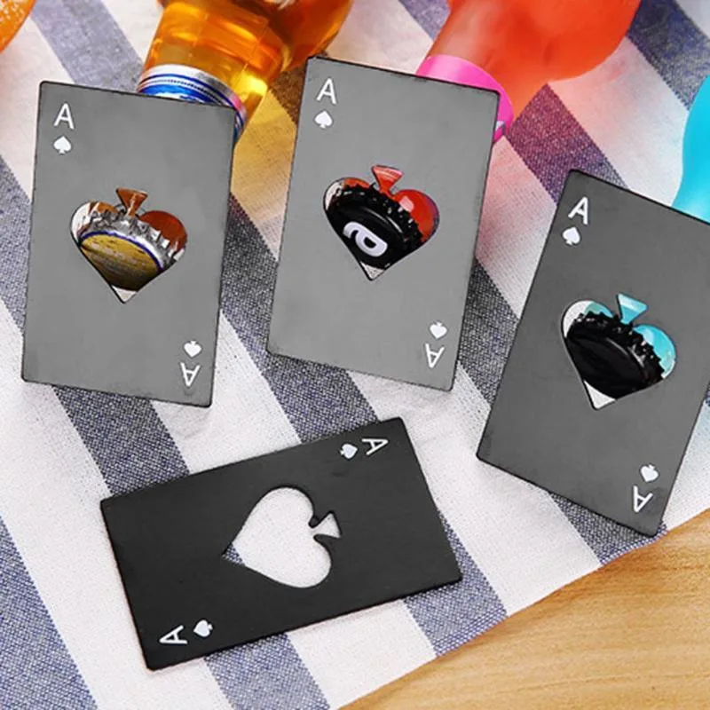 Stainless Steel Credit Card Bottle Opener Card Black Poker Card Beer Bottle Opener Personalized Spades Bar Tool Bl15825